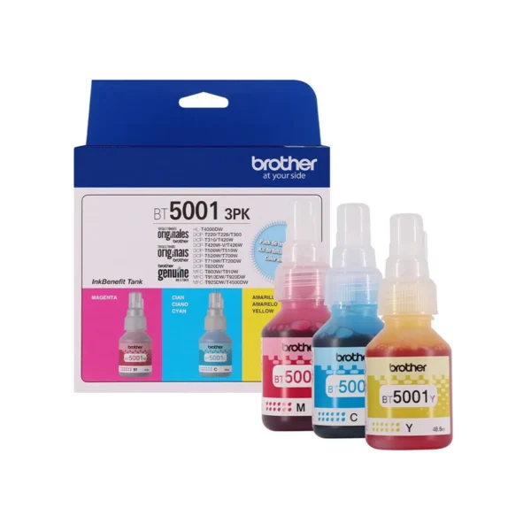 Pack 3 Tintas de colores Brother BT5001-3PK Cyan / Magenta / Amarillo, 48.8ml x color