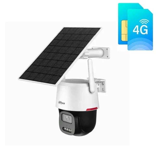 Cámara IP Pt 4g 3 MP - 3.6 Mm - Panel Solar 8 W + Bateria 36 Wh - Aov - Luz Calida 20 M - Audio Bidireccional - Disuasion Activa - Ip66