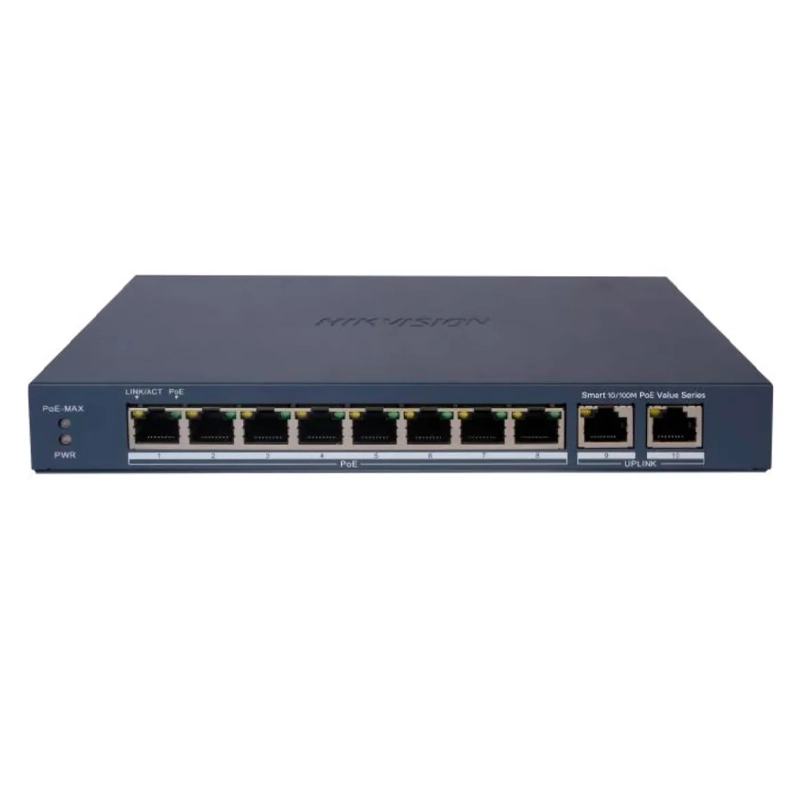 SWITCH HIKVISION 8× 10-100MBPS POE 2× RJ45POE 60W PN DS-3E1310P-EI-M